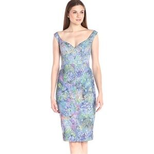 NWT Black Halo Crystal Morning Ally Sheath Deep Sweetheart Neckline Dress‎